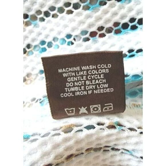 Multiples Women's Jacket Plus 2X Aqua-Tan-Red Multi Color Eyelet‎ Half Slv. NWOT - Picture 9 of 9